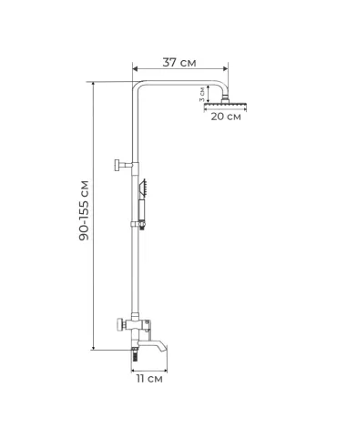 Душевая система Mixxus Premium Patrick 009-J MI1661 с изливом
