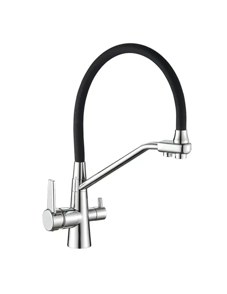 Змішувач для кухні Mixxus Premium Velis 021 Reflector Black MI5928 з підключенням до фільтра, чорний гнучкий вилив