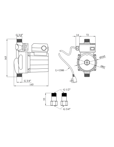 Насос для підвищення тиску Pumpman GRS12/9-Z з мокрим ротором