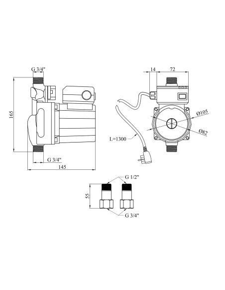 Насос для підвищення тиску Pumpman GRS12/9-Z з мокрим ротором