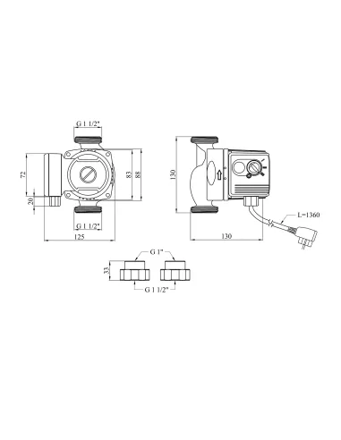 Циркуляційний насос Pumpman GRS25/40/130 з гайками