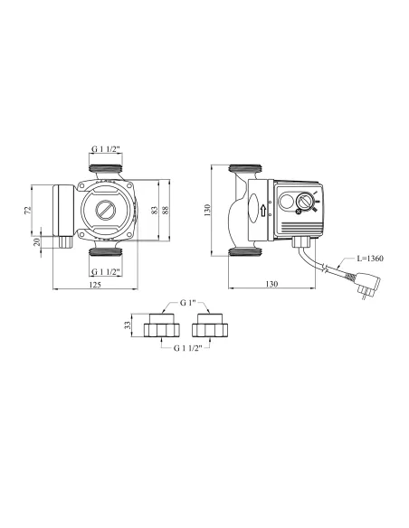 Циркуляційний насос Pumpman GRS25/40/130 з гайками