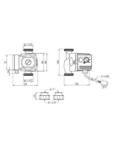 Циркуляційний насос Pumpman GRS25/60/130 з гайками