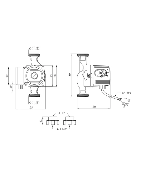 Циркуляционный насос Pumpman GRS25/60/180, с гайками Циркуляционный насос Pumpman GRS25/60/180, с гайками