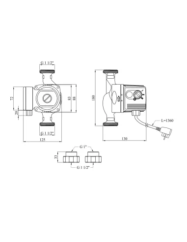 Циркуляционный насос Pumpman GRS25/80/180, с гайками