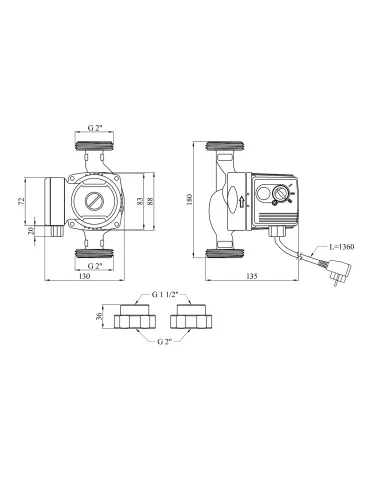 Циркуляционный насос Pumpman GRS32/60/180, с гайками
