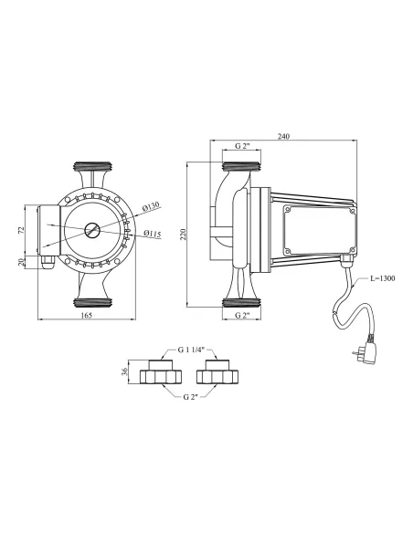 Циркуляционный насос Pumpman GRS32/12/220, с гайками