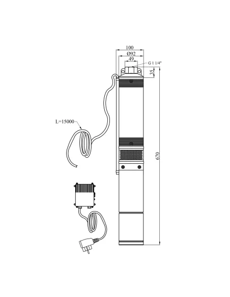 Центробежный глубинный насос Pumpman 4STM3-5-0,25 0.25 кВт, пульт, кабель 15 метров Центробежный глубинный насос Pumpman 4STM3-5-0,25 0.25 кВт, пульт, кабель 15 метров
