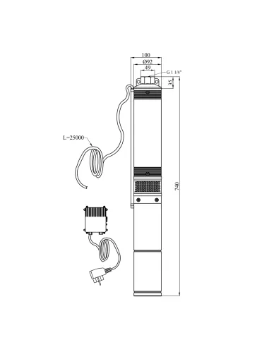 Відцентровий глибинний насос Pumpman 4STM3-7-0,37 0.37 кВт, пульт, кабель 25 метрів