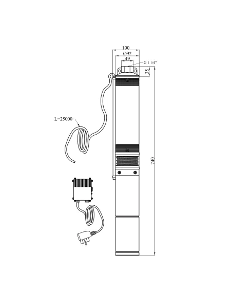 Відцентровий глибинний насос Pumpman 4STM3-7-0,37 0.37 кВт, пульт, кабель 25 метрів