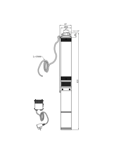 Центробежный глубинный насос Pumpman 4STM3-10-0,55 0.55 кВт, пульт, кабель 35 метров