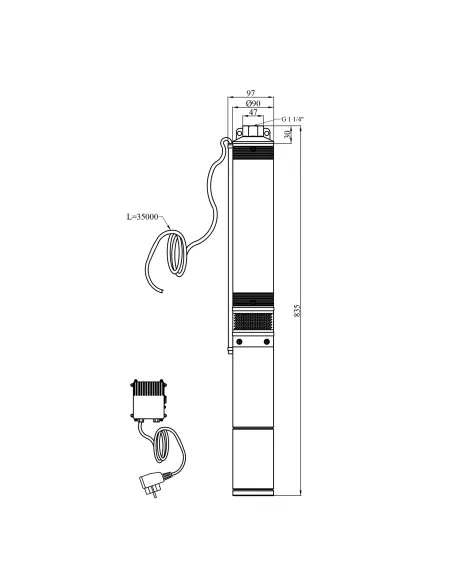 Центробежный глубинный насос Pumpman 4STM3-10-0,55 0.55 кВт, пульт, кабель 35 метров