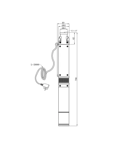 Відцентровий глибинний насос Pumpman 3,5 SEM2-8-0,37 0.37 кВт, кабель 20 метрів