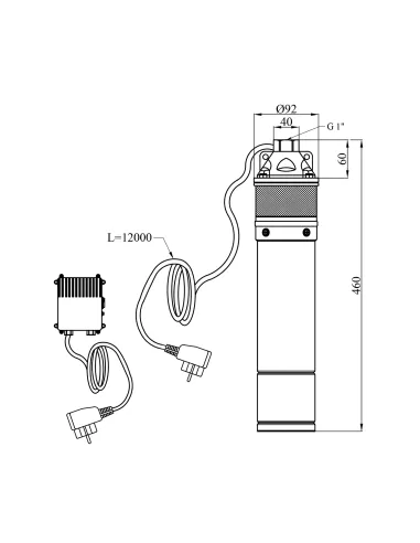 Вихревой глубинный насос Pumpman 4SKM100 0.75 кВт, кабель 12 метров, с пультом