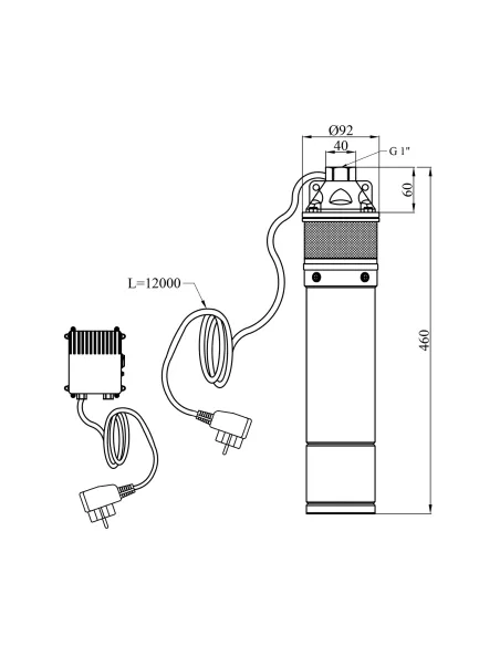 Вихревой глубинный насос Pumpman 4SKM100 0.75 кВт, кабель 12 метров, с пультом