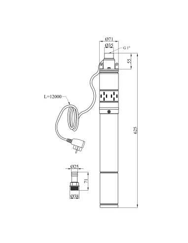 Шнековый насос для скважин Pumpman 3QGD2-125-0.55 0.55 кВт, кабель 12 метров