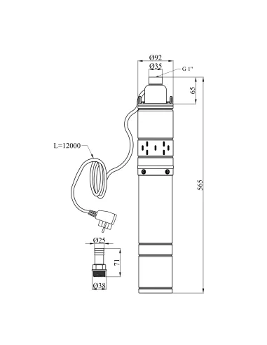 Шнековый насос для скважин Pumpman 4QGD1.8-50-0.55 0.55 кВт, кабель 12 метров