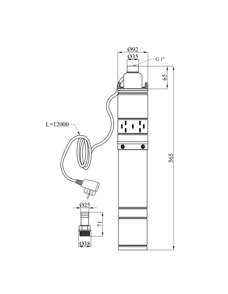 Шнековый насос для скважин Pumpman 4QGD1.8-50-0.55 0.55 кВт, кабель 12 метров