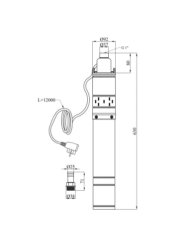 Шнековий насос для свердловин Pumpman 4QGD2-100-0.75 0.75 кВт, кабель 12 метрів