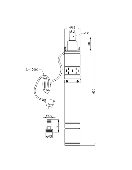 Шнековый насос для скважин Pumpman 4QGD2-100-0.75 0.75 кВт, кабель 12 метров Шнековый насос для скважин Pumpman 4QGD2-100-0.75 0.75 кВт, кабель 12 метров