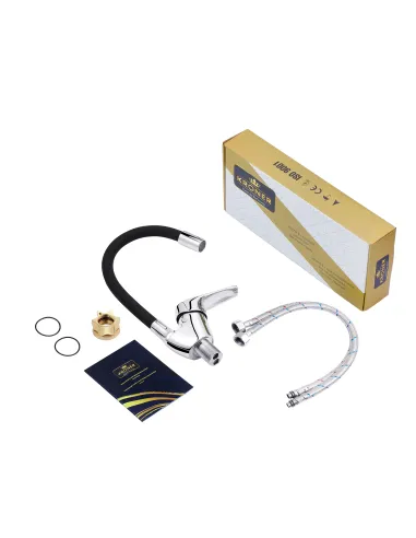 Смеситель для кухни Kroner KRM Odra - C032BLK, с гибким изливом