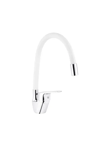 Смеситель для кухни Kroner KRM Odra - C032WHI, с гибким изливом