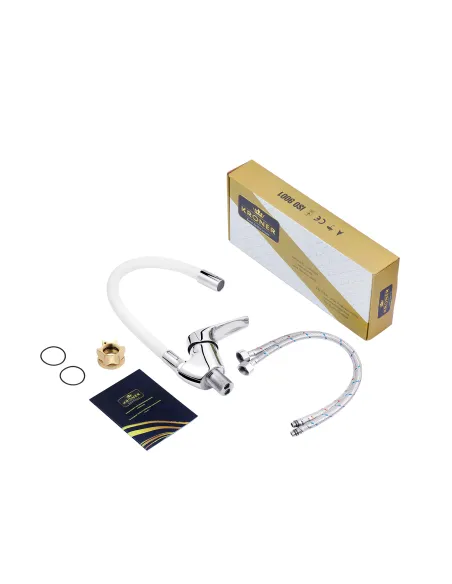 Смеситель для кухни Kroner KRM Odra - C032WHI, с гибким изливом