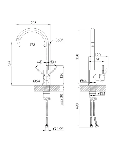 Смеситель для кухни Kroner KRP Edelstahl Klassisch - COL035, бежевый