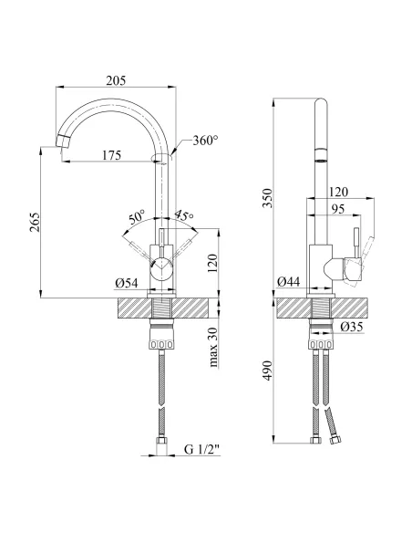 Смеситель для кухни Kroner KRP Edelstahl Klassisch - SCH035PVD, графит