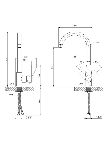 Смеситель для кухни Kroner KRP Eifel - C030