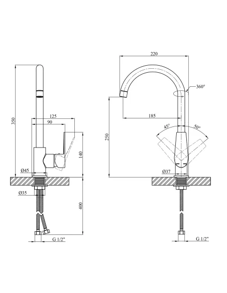 Смеситель для кухни Kroner KRP Eifel - C030
