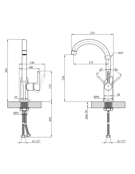 Смеситель для кухни Kroner KRP Essen - SCH030