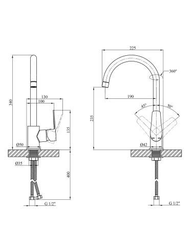 Змішувач для кухні Kroner KRP Brocken - C030