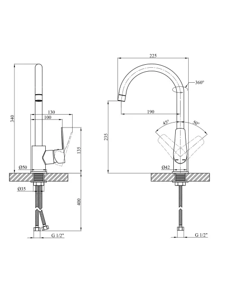 Смеситель для кухни Kroner KRP Brocken - C030