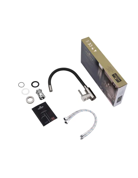 Смеситель для кухни Kroner KRP Edelstahl Klassisch - PVD035BLK, с гибким изливом Смеситель для кухни Kroner KRP Edelstahl Klassisch - PVD035BLK, с гибким изливом