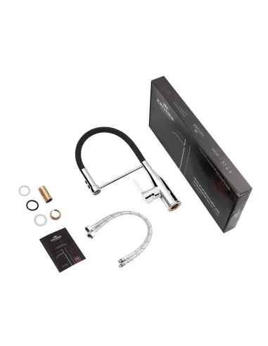 Змішувач для кухні Kroner KRP Ersel - C03111BLK, з гнучким виливом