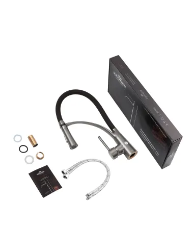 Смеситель для кухни Kroner KRP Ersel - GRP03393BLK, с гибким изливом