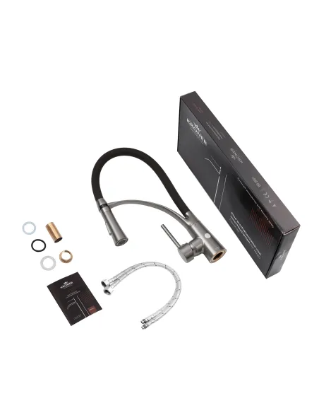 Смеситель для кухни Kroner KRP Ersel - GRP03393BLK, с гибким изливом