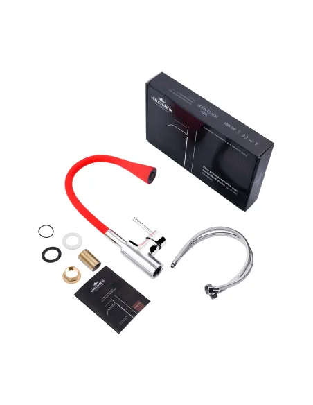 Смеситель для кухни Kroner KRP Küche - C031RED, с гибким изливом