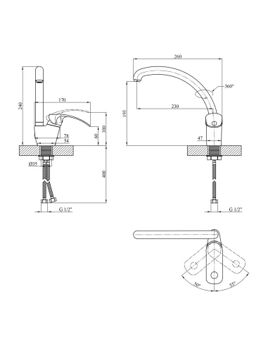 Смеситель для кухни Kroner KRP Konstante - C032