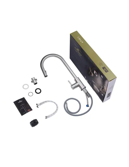 Змішувач для кухні Kroner KRP Edelstahl Klassisch - ESG03915, з висувним виливом Змішувач для кухні Kroner KRP Edelstahl Klassisch - ESG03915, з висувним виливом