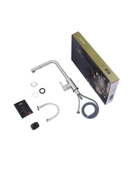 Смеситель для кухни Kroner KRP Edelstahl Klassisch - ESG03917, с выдвижным изливом