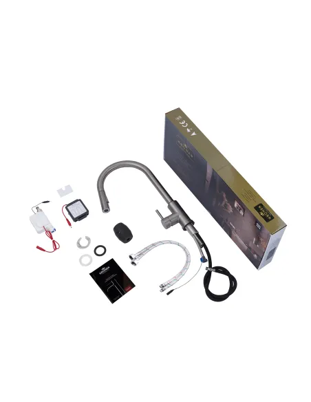 Смеситель для кухни Kroner KRP Edelstahl Klassisch - PVD03916, с выдвижным изливом, сенсорный