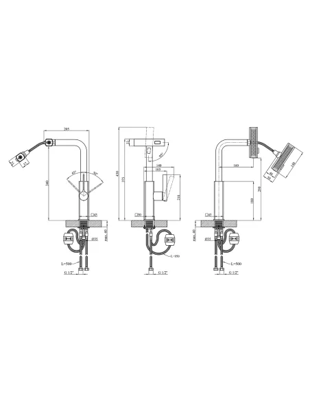 Змішувач для кухні Kroner KRP Edelstahl Klassisch - PVD03918, з висувним виливом