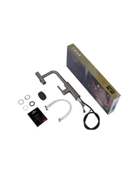 Змішувач для кухні Kroner KRP Edelstahl Klassisch - PVD03918, з висувним виливом