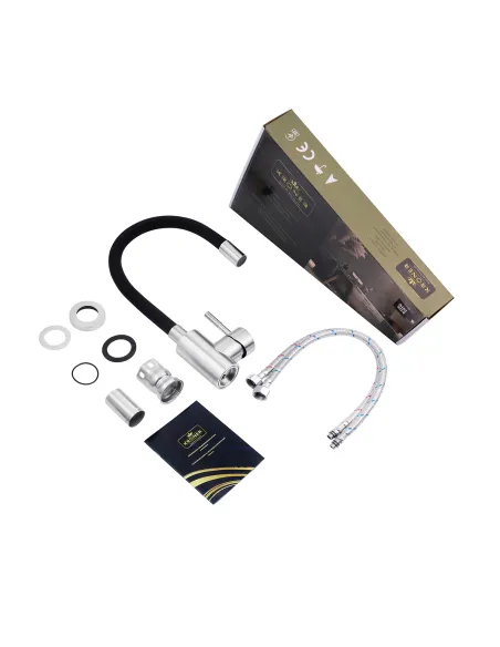 Змішувач для кухні Kroner KRP Edelstahl Klassisch - ESG035BLK, з гнучким виливом