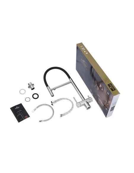 Змішувач для кухні Kroner KRP Edelstahl Klassisch - ESG03815BLK, з підключенням до фільтра Змішувач для кухні Kroner KRP Edelstahl Klassisch - ESG03815BLK, з підключенням до фільтра