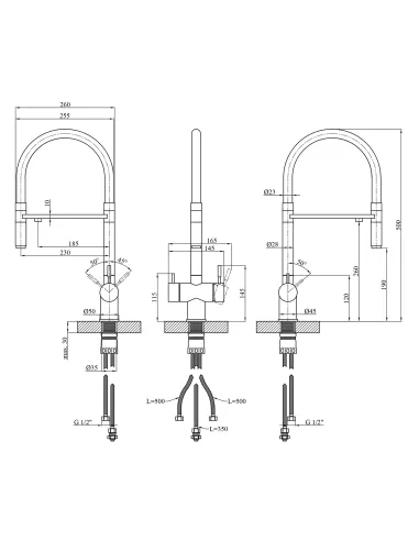 Смеситель для кухни Kroner KRP Edelstahl Klassisch - ESG03815WHI, с подключением к фильтру
