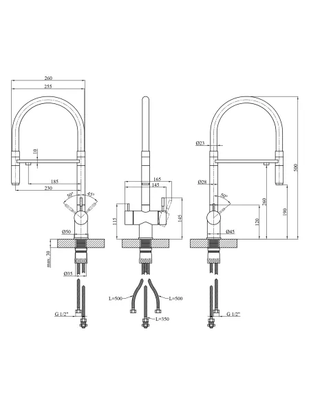 Смеситель для кухни Kroner KRP Edelstahl Klassisch - ESG03815WHI, с подключением к фильтру