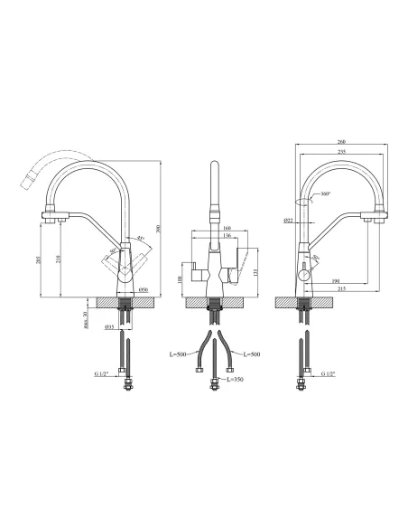 Змішувач для кухні Kroner KRP Edelstahl Klassisch - ESG03817WHI, з підключенням до фільтра
